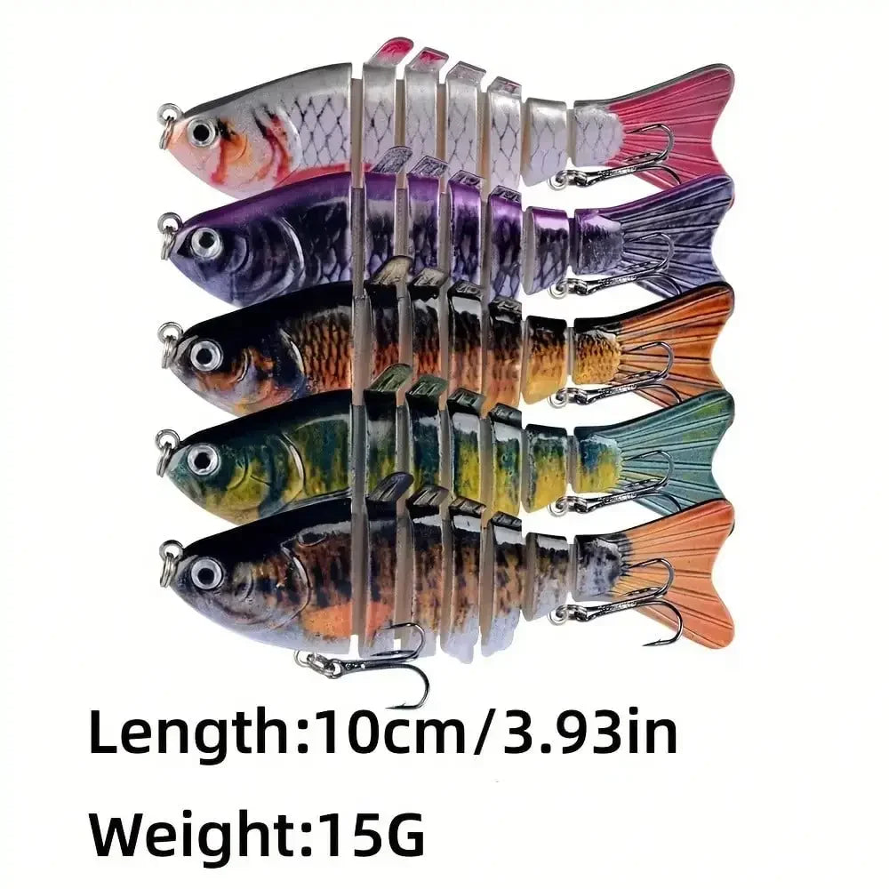 5pcs Multi Jointed Bait 7-Segment Fishing Lures Swimbait Bionic Wobbler