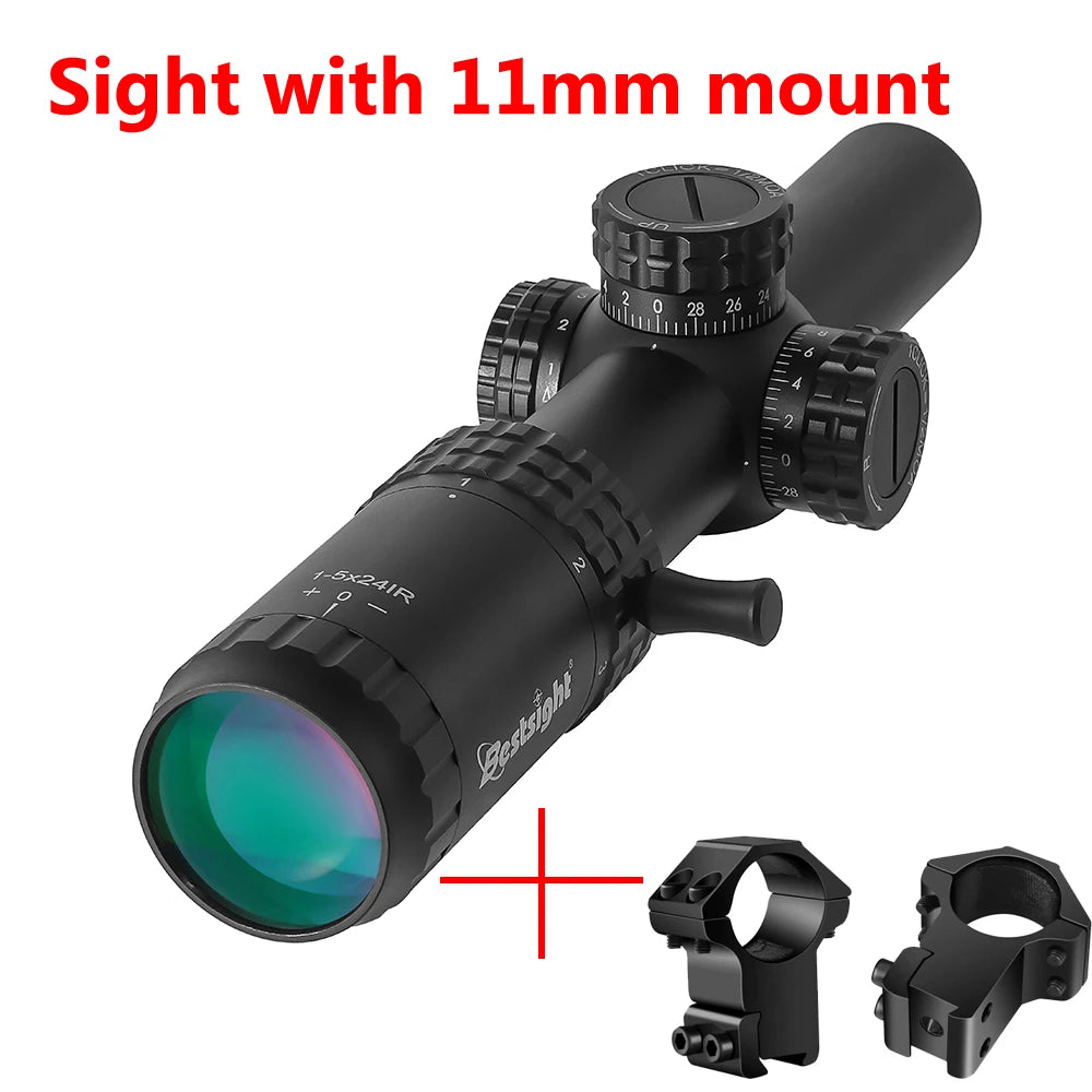1-5X24 Tactical Optical Scope Red and Green Illuminated Reticle Hunting Scopes Compact Scope Sight