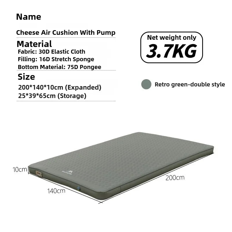 MOUNTAINHIKER 10cm Compact Folding Camping Sleeping Bed Pad Single Double Person Self-inflating Mattress Thick Air Mat Floor
