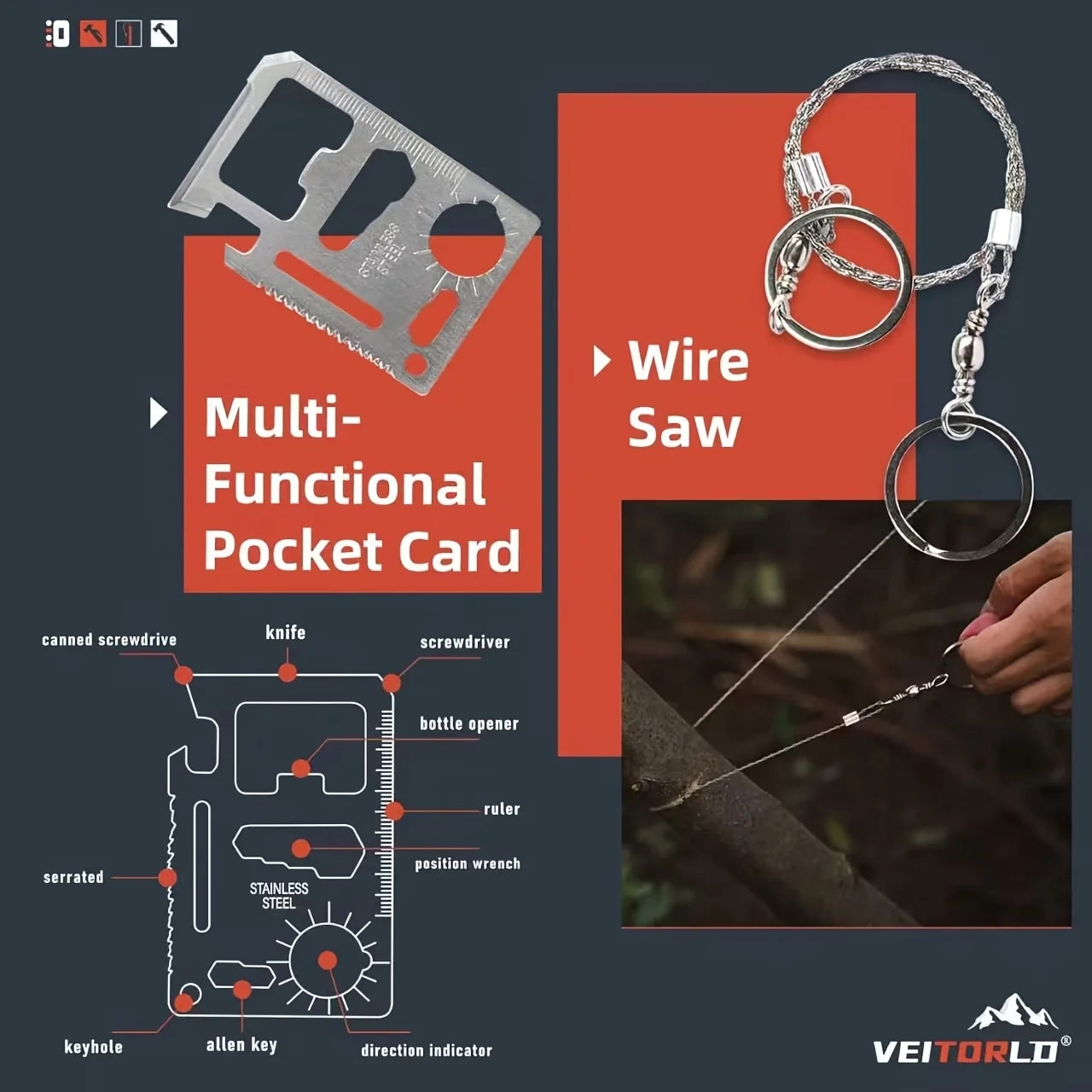 Multi-Functional Tool Backpack Emergency Survival Kit Camping Gear First Aid Supplies with MOLLE Pouches Suitable for Hunting Camping Gardening Outdoor Adventure Creative Gift for Valentine's Day Father's Day Birthday