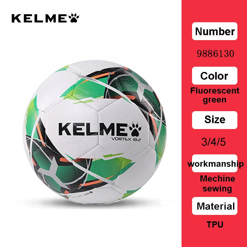KELME Professional Football Soccer Ball TPU Size 3 Size 4 Size 5 Red Green Goal Team Match Training Balls Machine Sewing 9886130