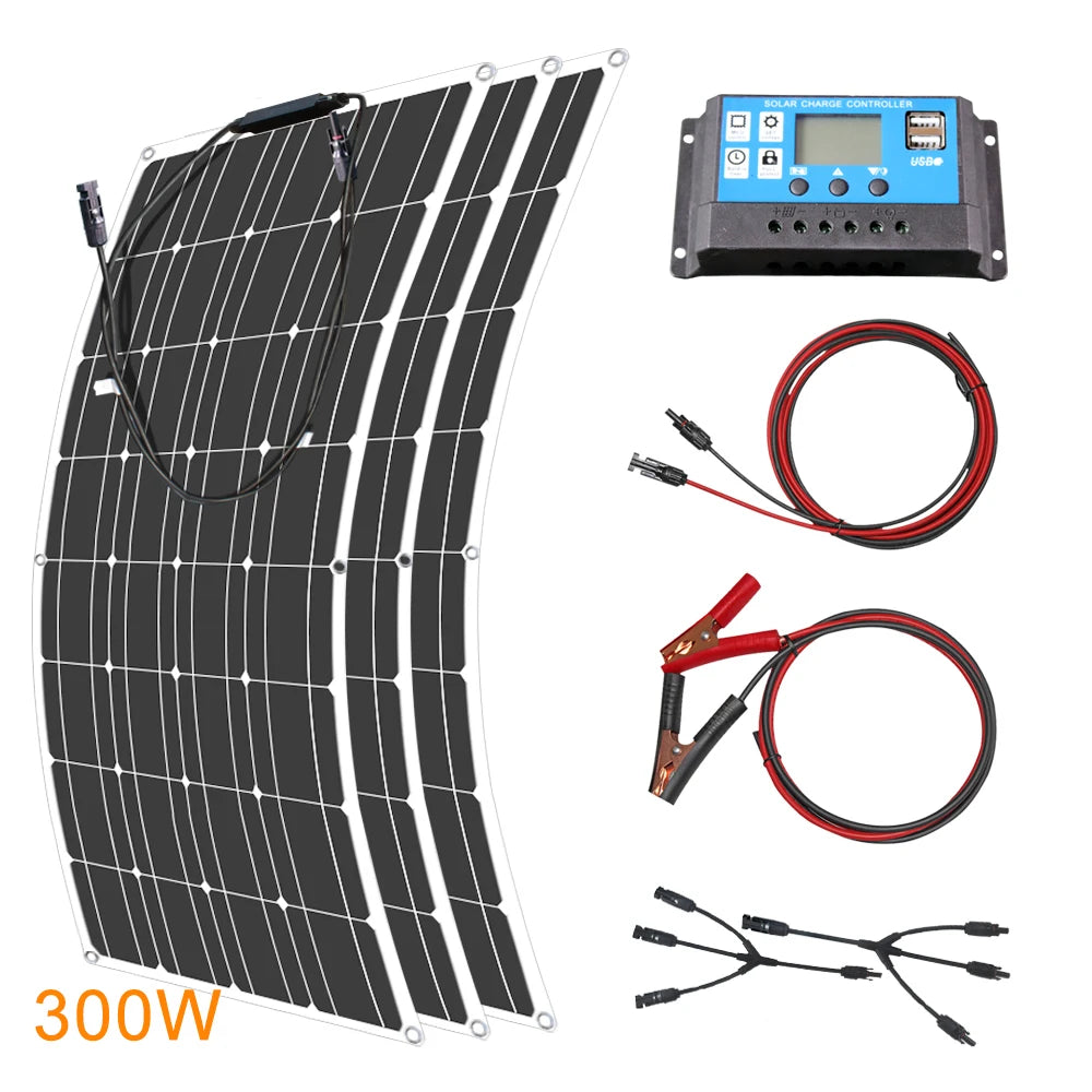 12V Flexible Solar Panel 600W 100W 200W 300W 400W 500W Bendable Waterproof Monocrystalline Best Solar Panel