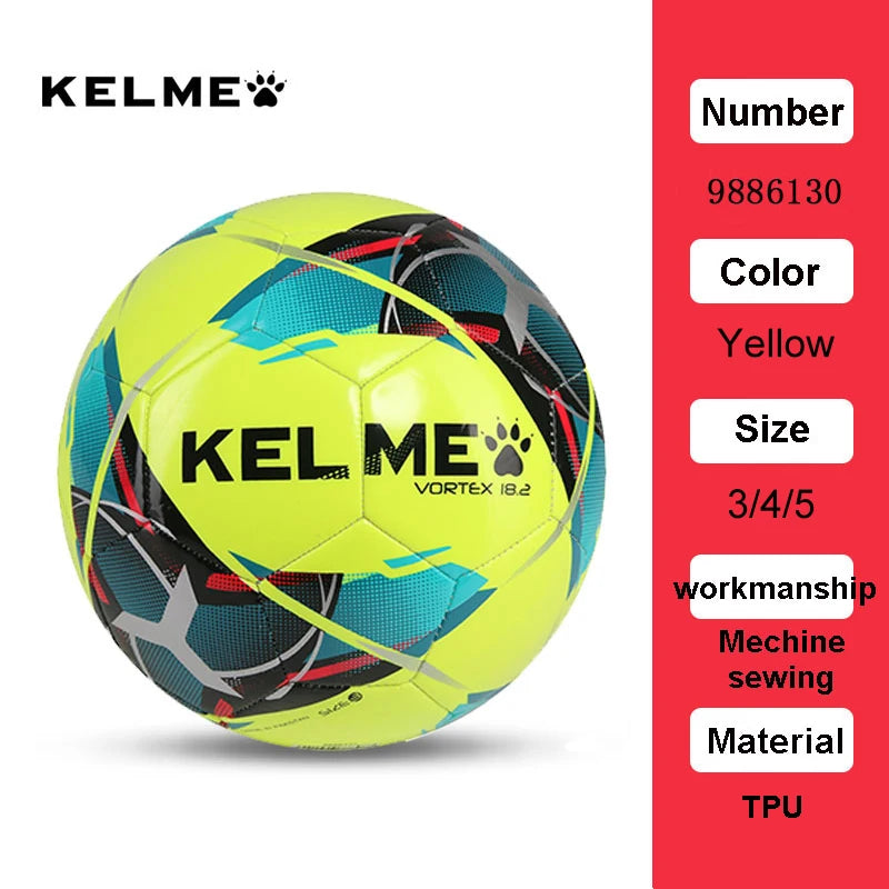 KELME Professional Football Soccer Ball TPU Size 3 Size 4 Size 5 Red Green Goal Team Match Training Balls Machine Sewing 9886130