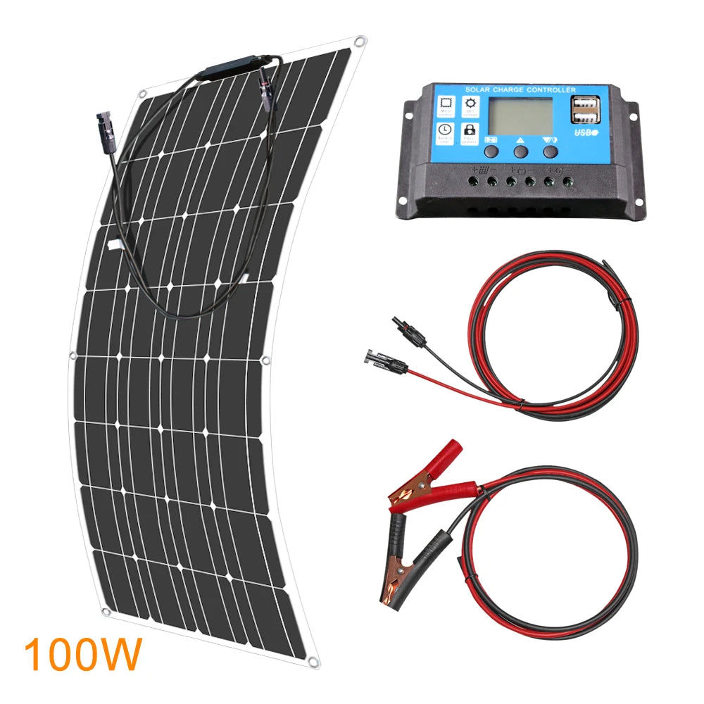 12V Flexible Solar Panel 600W 100W 200W 300W 400W 500W Bendable Waterproof Monocrystalline Best Solar Panel