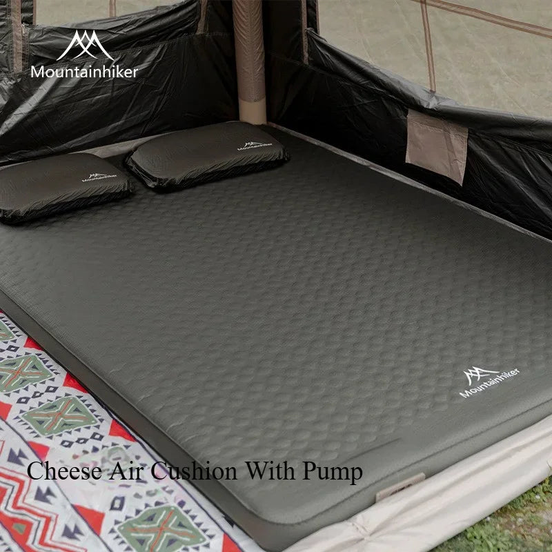 MOUNTAINHIKER 10cm Compact Folding Camping Sleeping Bed Pad Single Double Person Self-inflating Mattress Thick Air Mat Floor