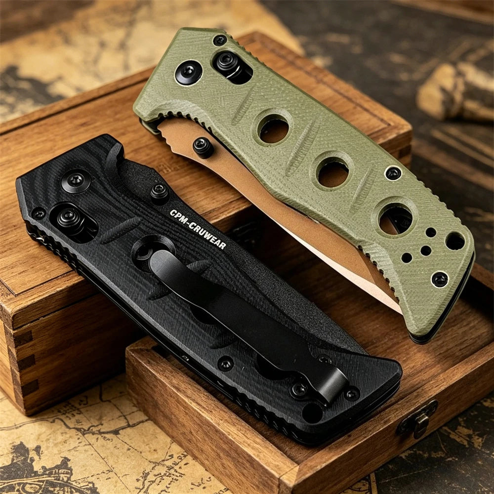 BM273 Small Folding Pocket Knife D2 Steel Blade G10 Handle for Outdoor Camping Hunting Survival Tool Everyday Carry Gift for Men