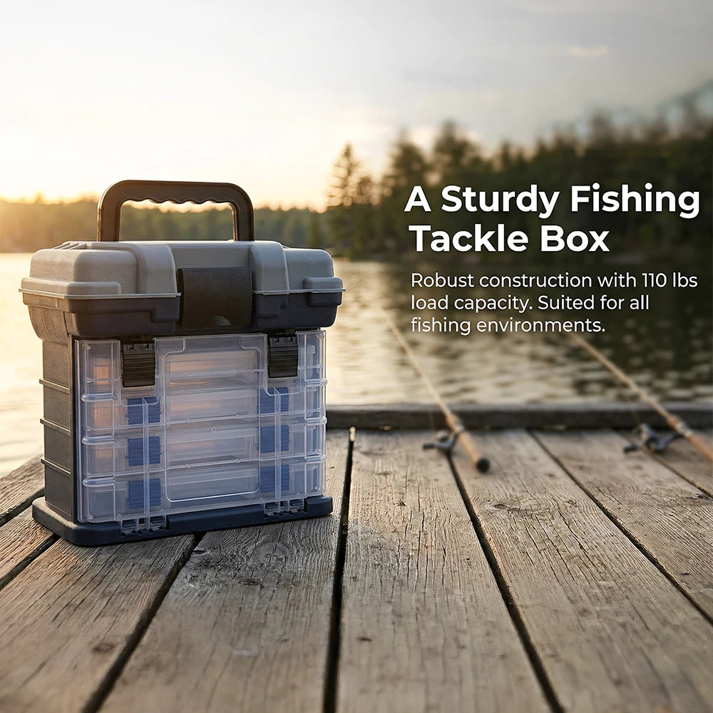 YJ 4-Tier Multi-Functional Fishing Handheld Storage Box Adjustable Dividers Portable Fishing Tackle Lure Tool Box Arts Crafts