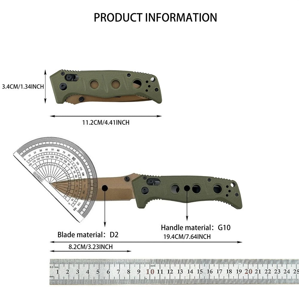 BM273 Small Folding Pocket Knife D2 Steel Blade G10 Handle for Outdoor Camping Hunting Survival Tool Everyday Carry Gift for Men