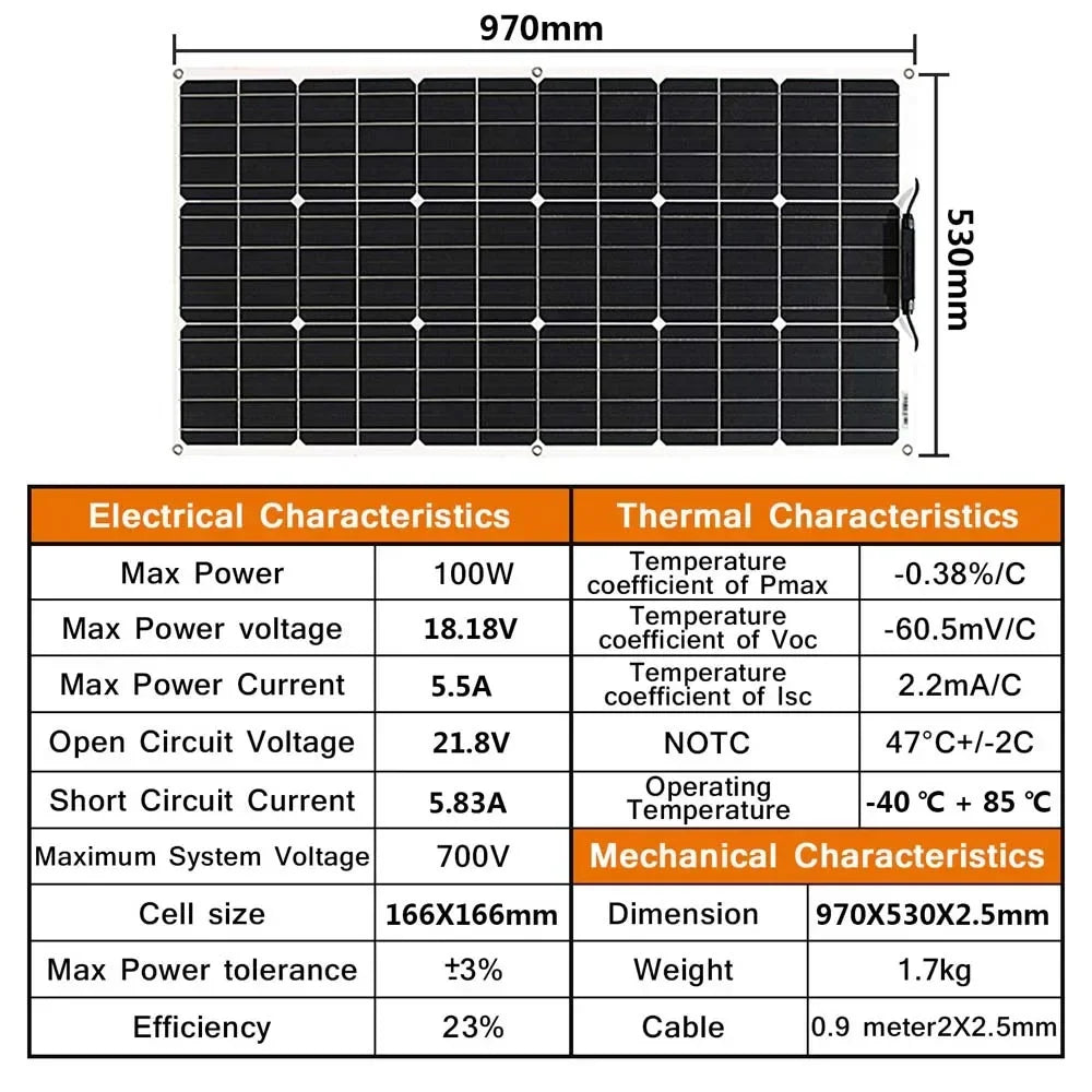 12V Flexible Solar Panel 600W 100W 200W 300W 400W 500W Bendable Waterproof Monocrystalline Best Solar Panel