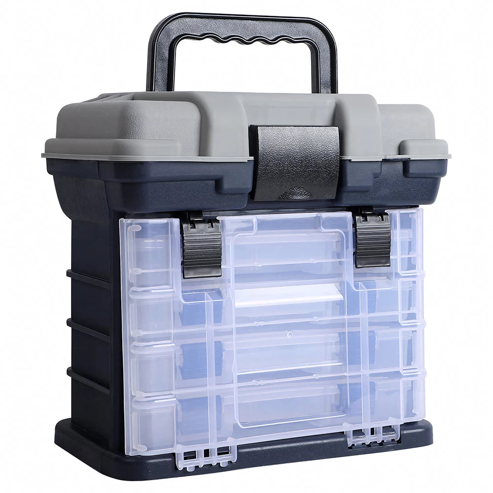 YJ 4-Tier Multi-Functional Fishing Handheld Storage Box Adjustable Dividers Portable Fishing Tackle Lure Tool Box Arts Crafts