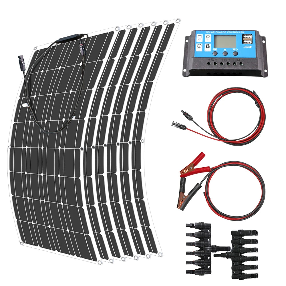 12V Flexible Solar Panel 600W 100W 200W 300W 400W 500W Bendable Waterproof Monocrystalline Best Solar Panel