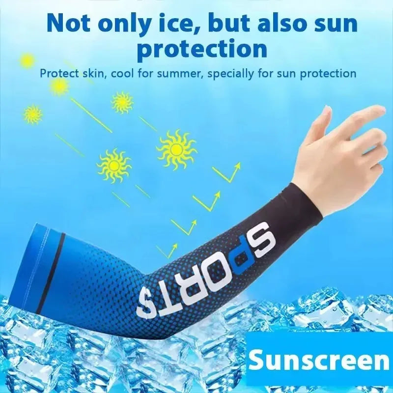 Ice Silk UV Protection Arm Sleeves Unisex Cooling Anti-Slip Breathable For Cycling Driving Outdon Outdoor Sports Cycling Sleeves
