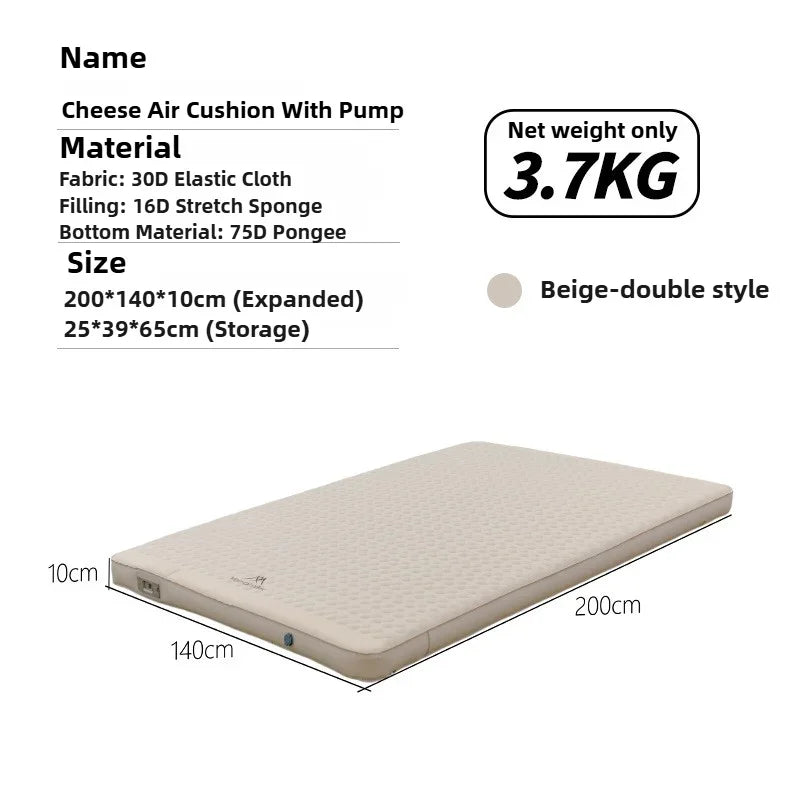 MOUNTAINHIKER 10cm Compact Folding Camping Sleeping Bed Pad Single Double Person Self-inflating Mattress Thick Air Mat Floor