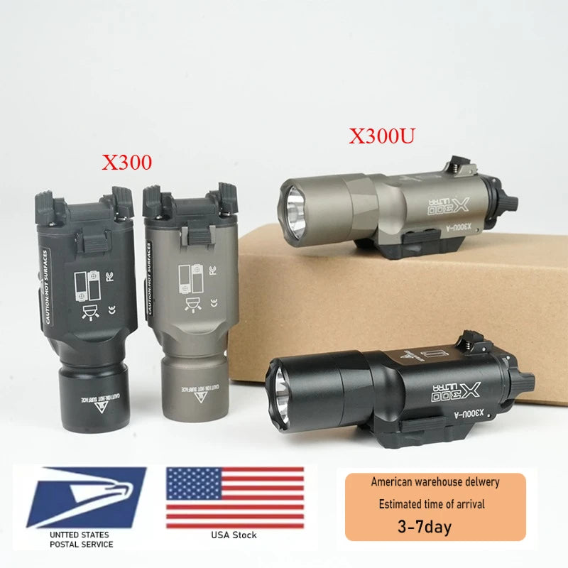US Warehouse Metal SF X300 X300U Ultra Pistol Scout Light Tactical Rifle Airsoft Hunting Flashlight for 20mm Rail