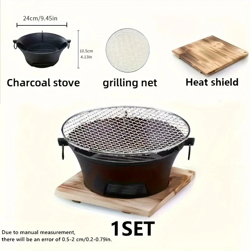 KL1 Cast Iron Oven Fireplace Charcoal And Alcohol Stove Barbecue Family Outdoor Picnic Water Tea Boiling Stove Garden Camping
