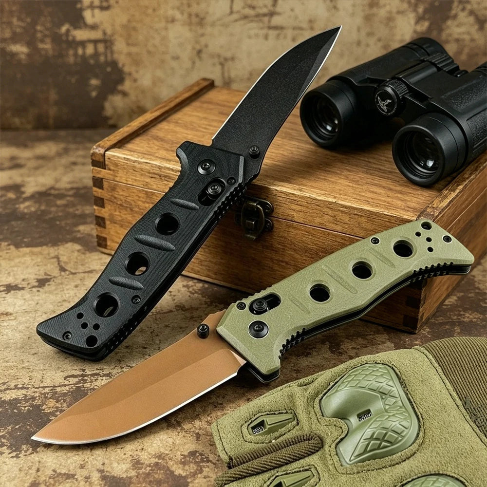 BM273 Small Folding Pocket Knife D2 Steel Blade G10 Handle for Outdoor Camping Hunting Survival Tool Everyday Carry Gift for Men