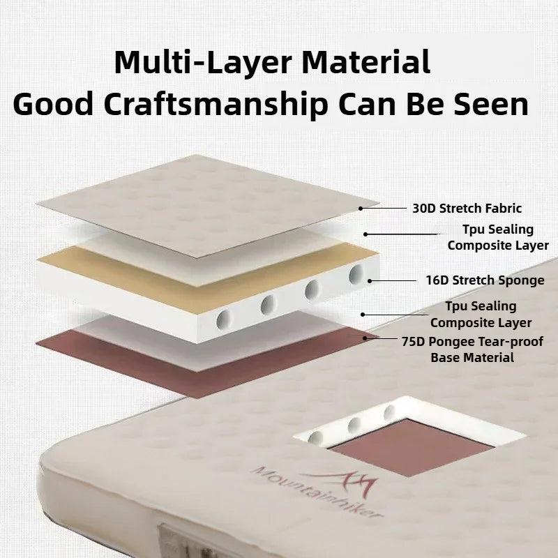 MOUNTAINHIKER 10cm Compact Folding Camping Sleeping Bed Pad Single Double Person Self-inflating Mattress Thick Air Mat Floor