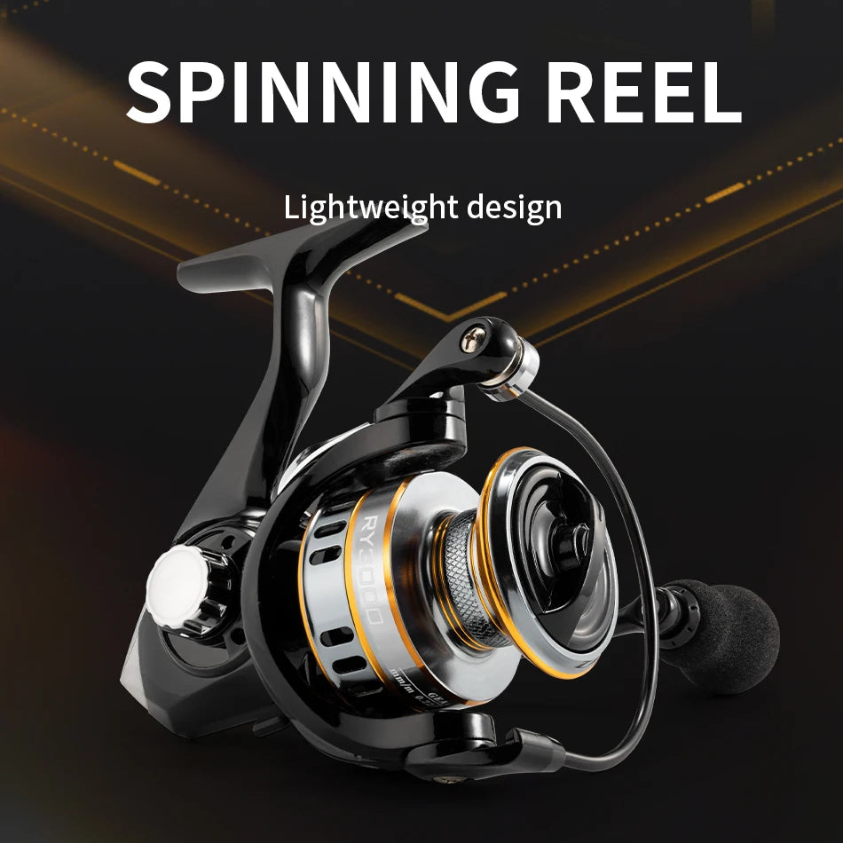 ROOBLINOS RY Spinning Reel, 5.2:1 Gear Ratio, CNC Machined Aluminum Spool, Smooth Powerful Fishing Reel for Fresh & Saltwater