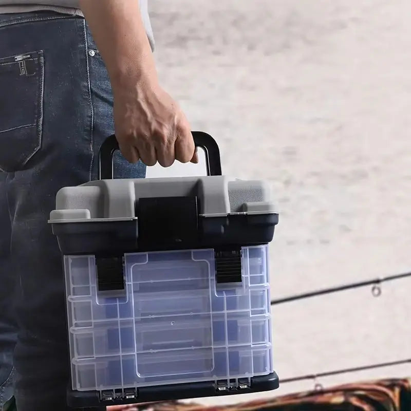 YJ 4-Tier Multi-Functional Fishing Handheld Storage Box Adjustable Dividers Portable Fishing Tackle Lure Tool Box Arts Crafts