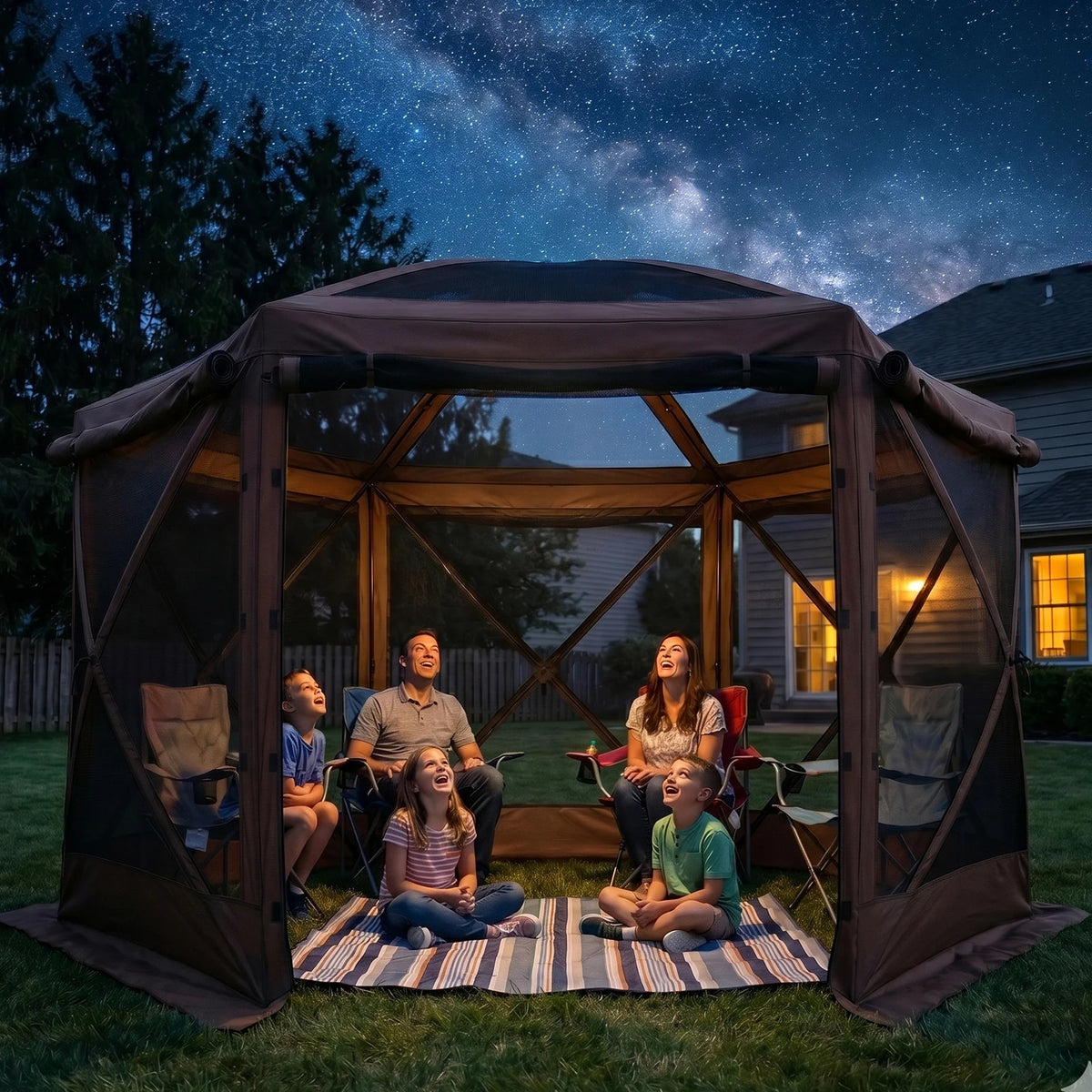 TCGBKAF 12x12 FT Pop Up Gazebo with Removable Top, Screen House Mosquito Net Canopy Tent Heavy‑Duty Waterproof Sun Shelter One‑Click Setup for Backyard Patio Garden Camping