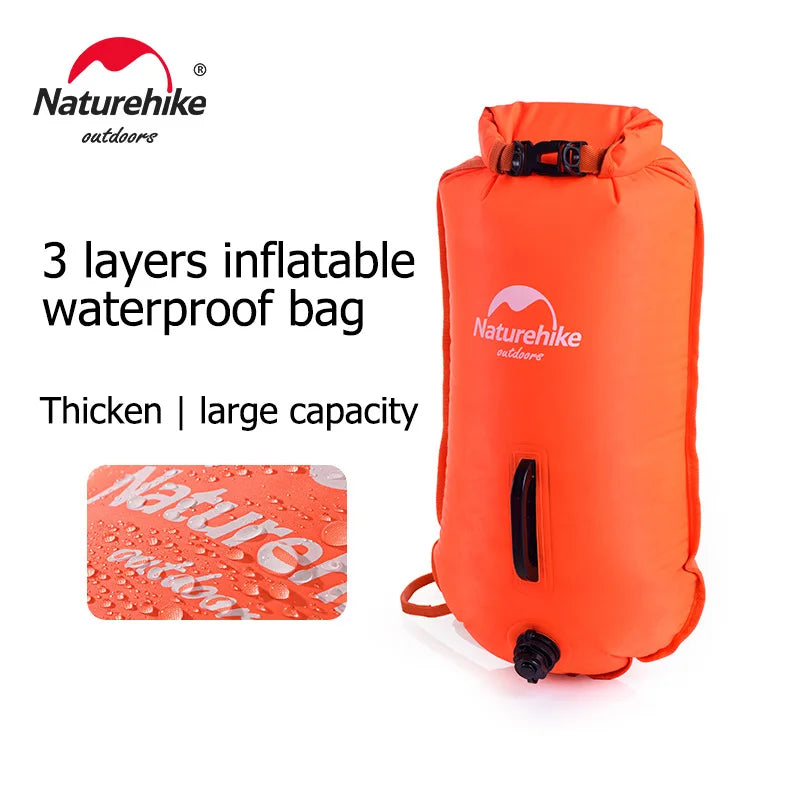 Naturehike Swimming Buoy Storage Dry Bag Adjustable Belt Flotation Bag 3 Layers Inflatable Waterproof Bag Swim Drifting Float