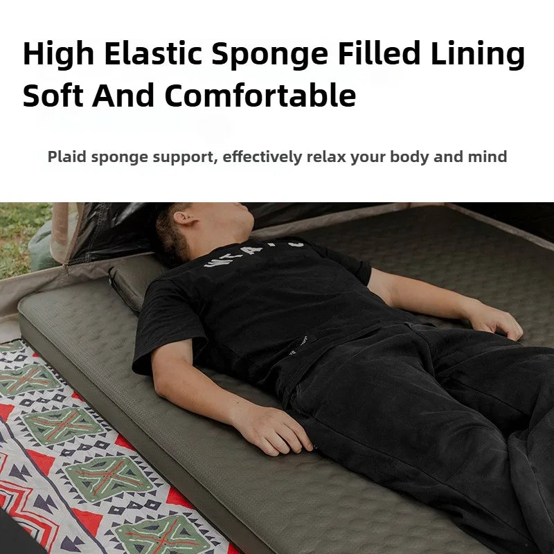 MOUNTAINHIKER 10cm Compact Folding Camping Sleeping Bed Pad Single Double Person Self-inflating Mattress Thick Air Mat Floor