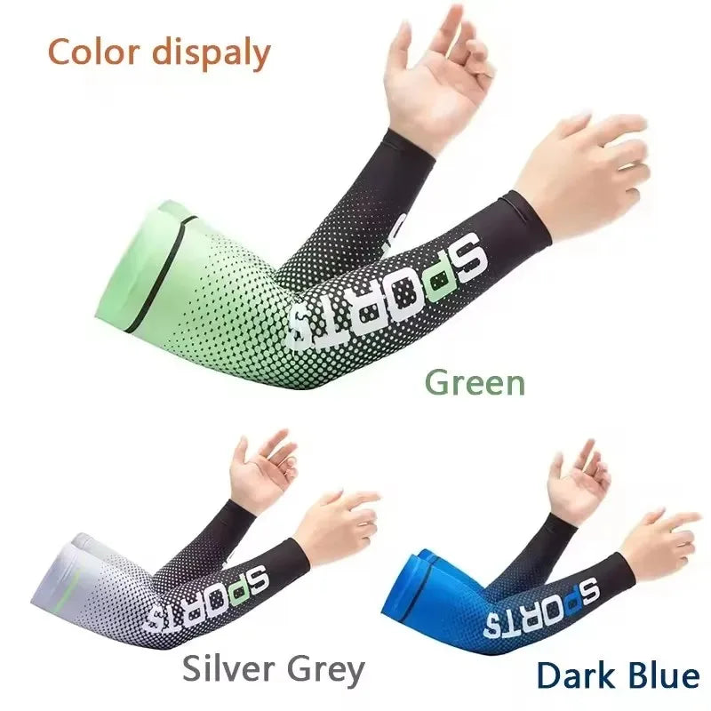 Ice Silk UV Protection Arm Sleeves Unisex Cooling Anti-Slip Breathable For Cycling Driving Outdon Outdoor Sports Cycling Sleeves