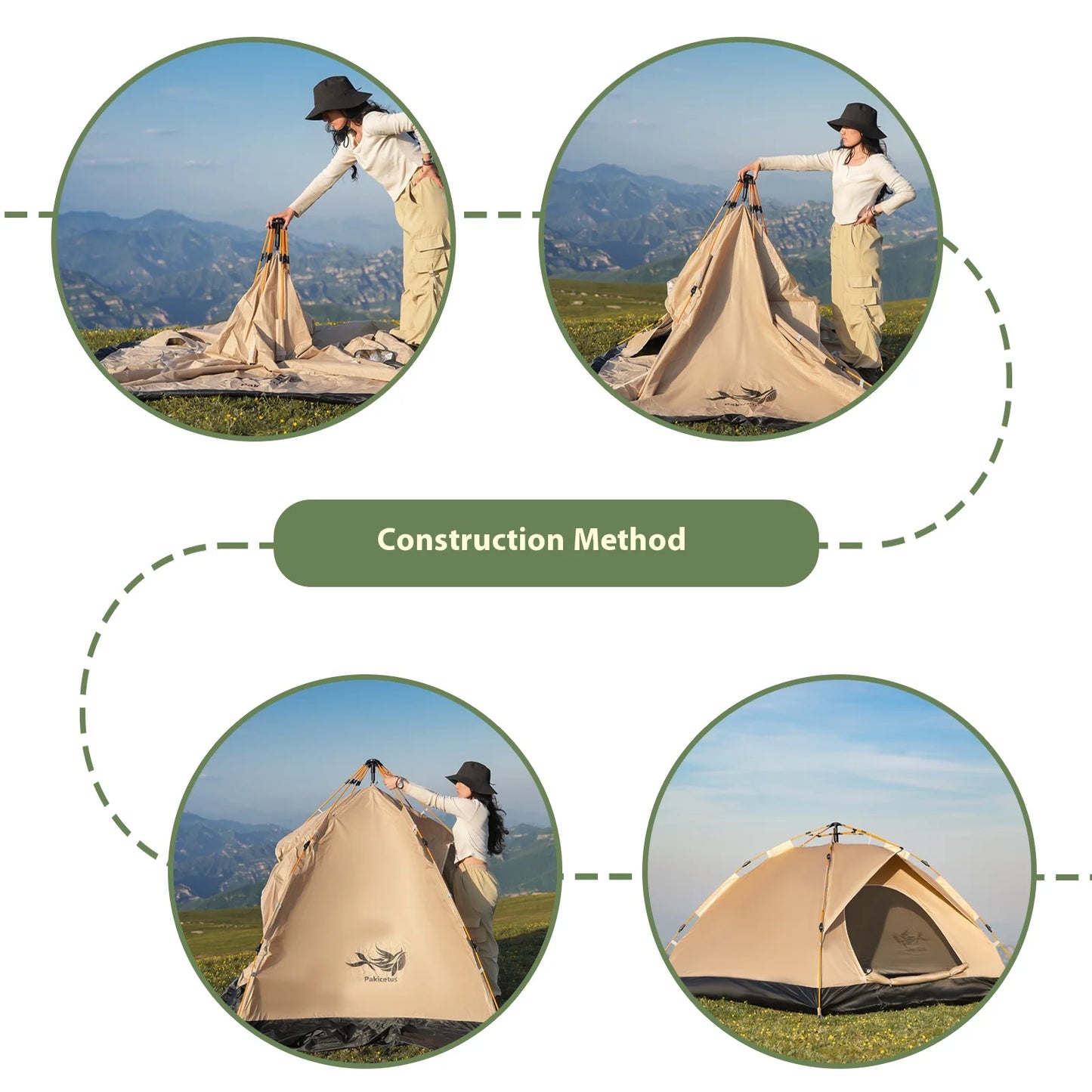 Pakicetus Instant Golden Tent - Portable 3-4 Person Sun & Rain Shelter for Beach & Camping