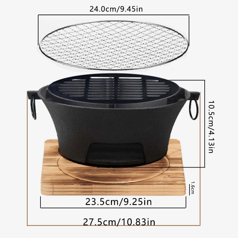 KL1 Cast Iron Oven Fireplace Charcoal And Alcohol Stove Barbecue Family Outdoor Picnic Water Tea Boiling Stove Garden Camping