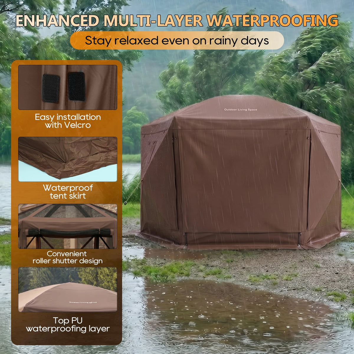 TCGBKAF 12x12 FT Pop Up Gazebo with Removable Top, Screen House Mosquito Net Canopy Tent Heavy‑Duty Waterproof Sun Shelter One‑Click Setup for Backyard Patio Garden Camping