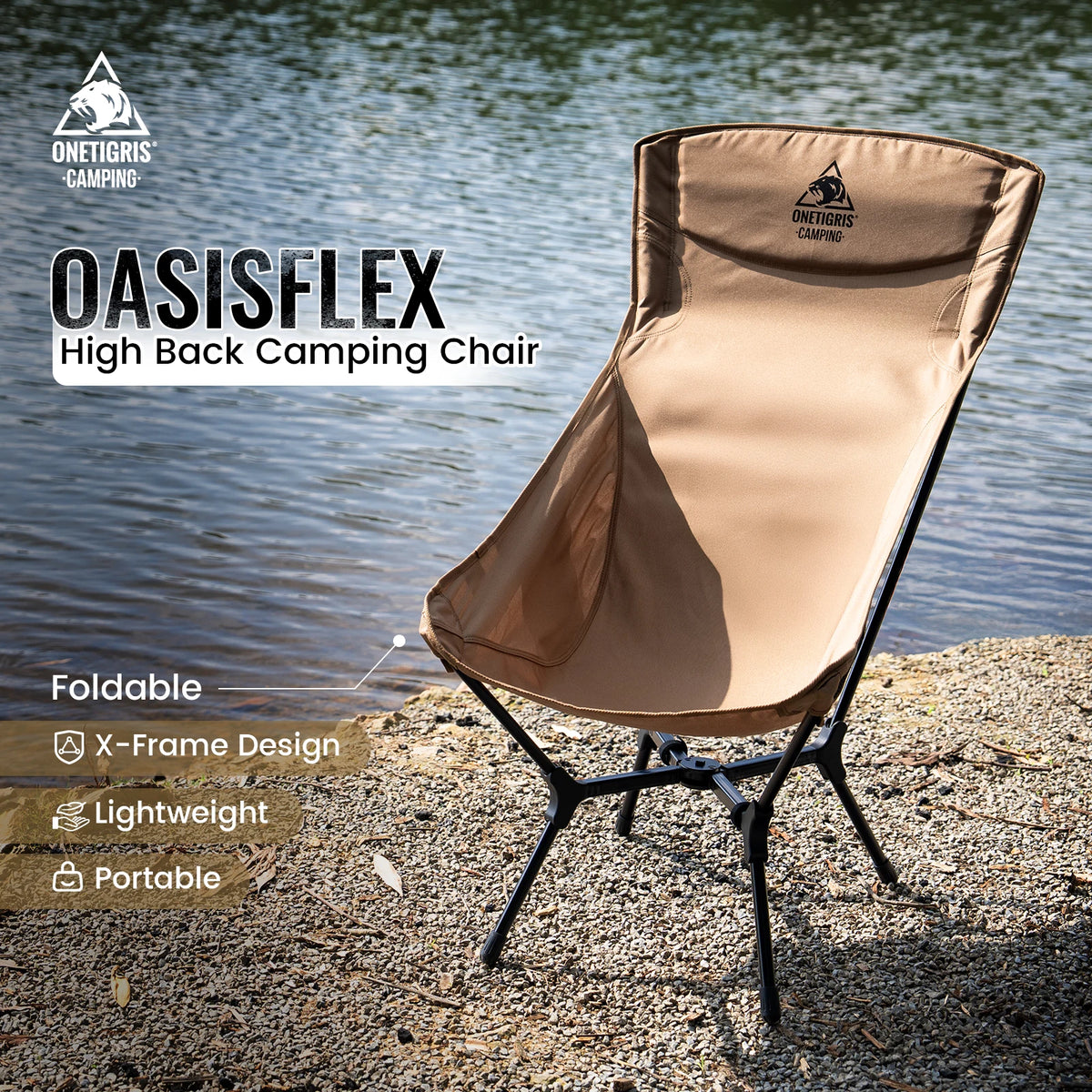 OneTigris Oasisflex Camping Folding Chair Lightweight Portable High Back Tourist Chairs for Hiking Relaxing Travel Fishing