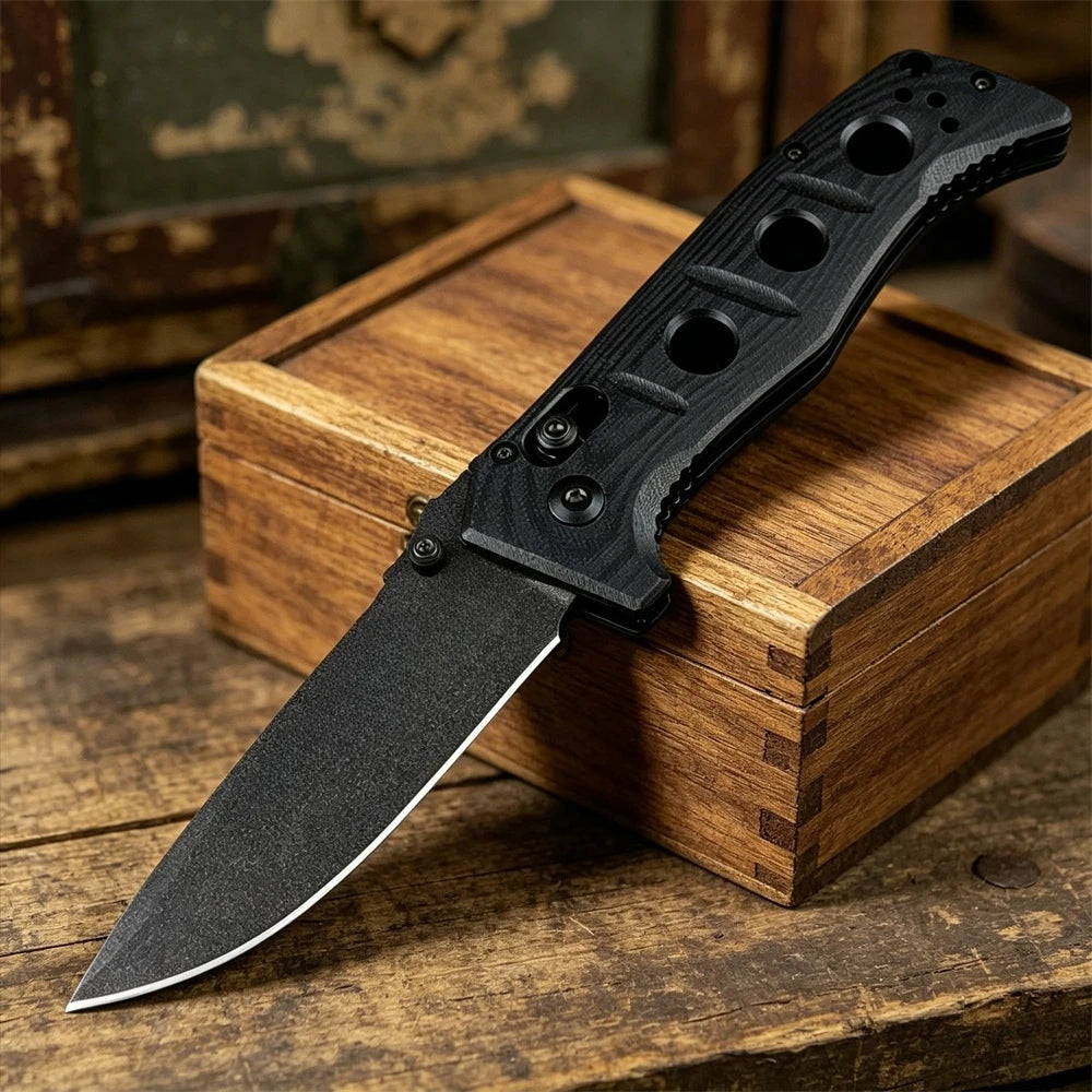 BM273 Small Folding Pocket Knife D2 Steel Blade G10 Handle for Outdoor Camping Hunting Survival Tool Everyday Carry Gift for Men