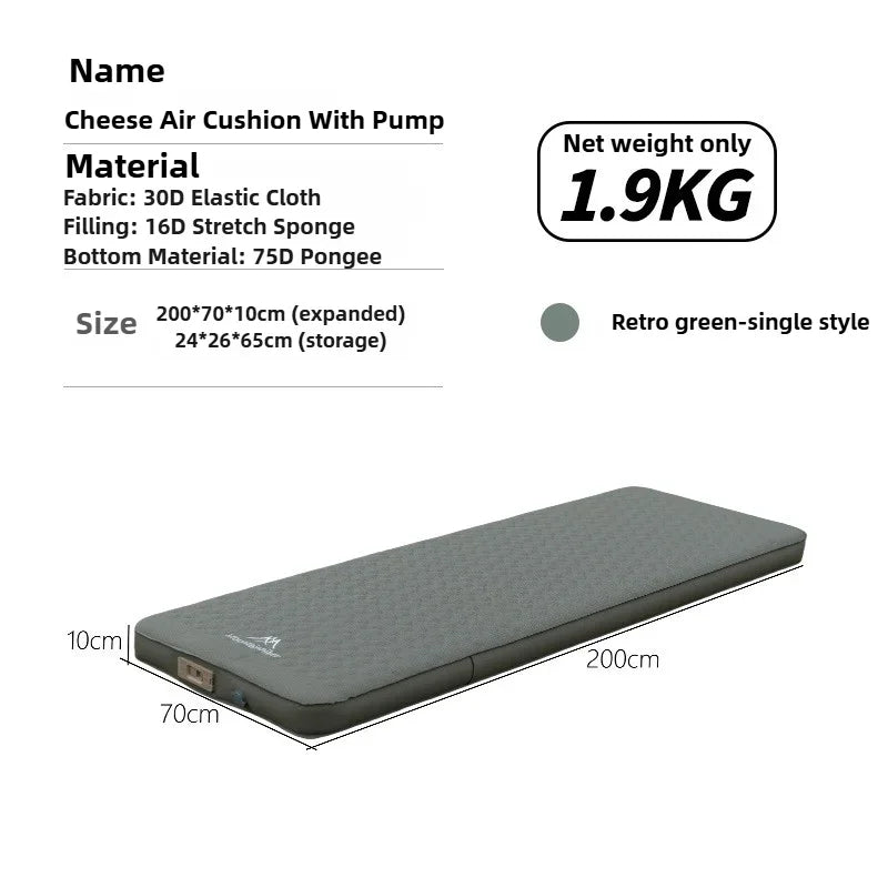 MOUNTAINHIKER 10cm Compact Folding Camping Sleeping Bed Pad Single Double Person Self-inflating Mattress Thick Air Mat Floor